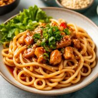 Лапша удон с курицей в соусе терияки