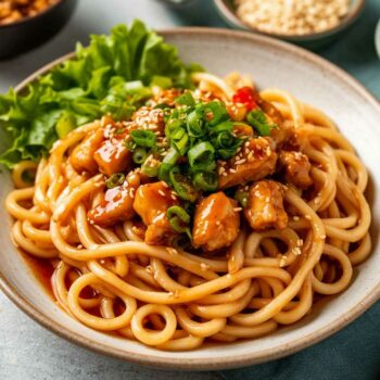 Лапша удон с курицей в соусе терияки