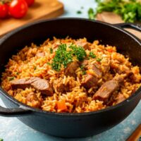 Плов из свинины в казане